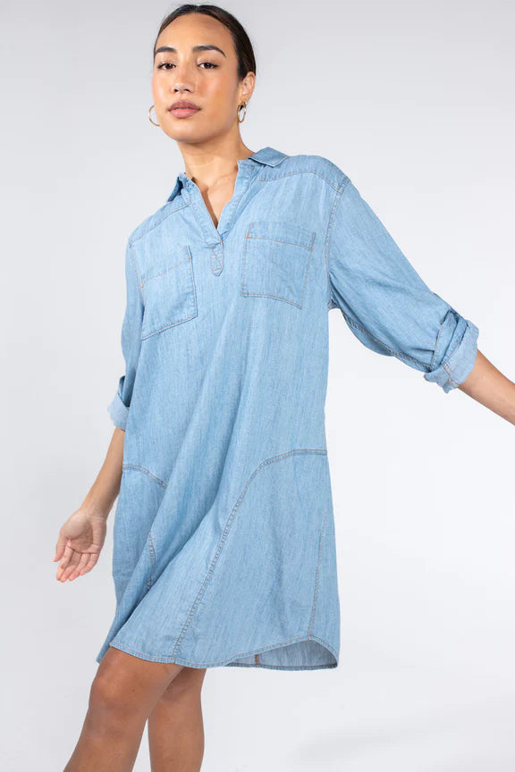 Denim popover hot sale dress