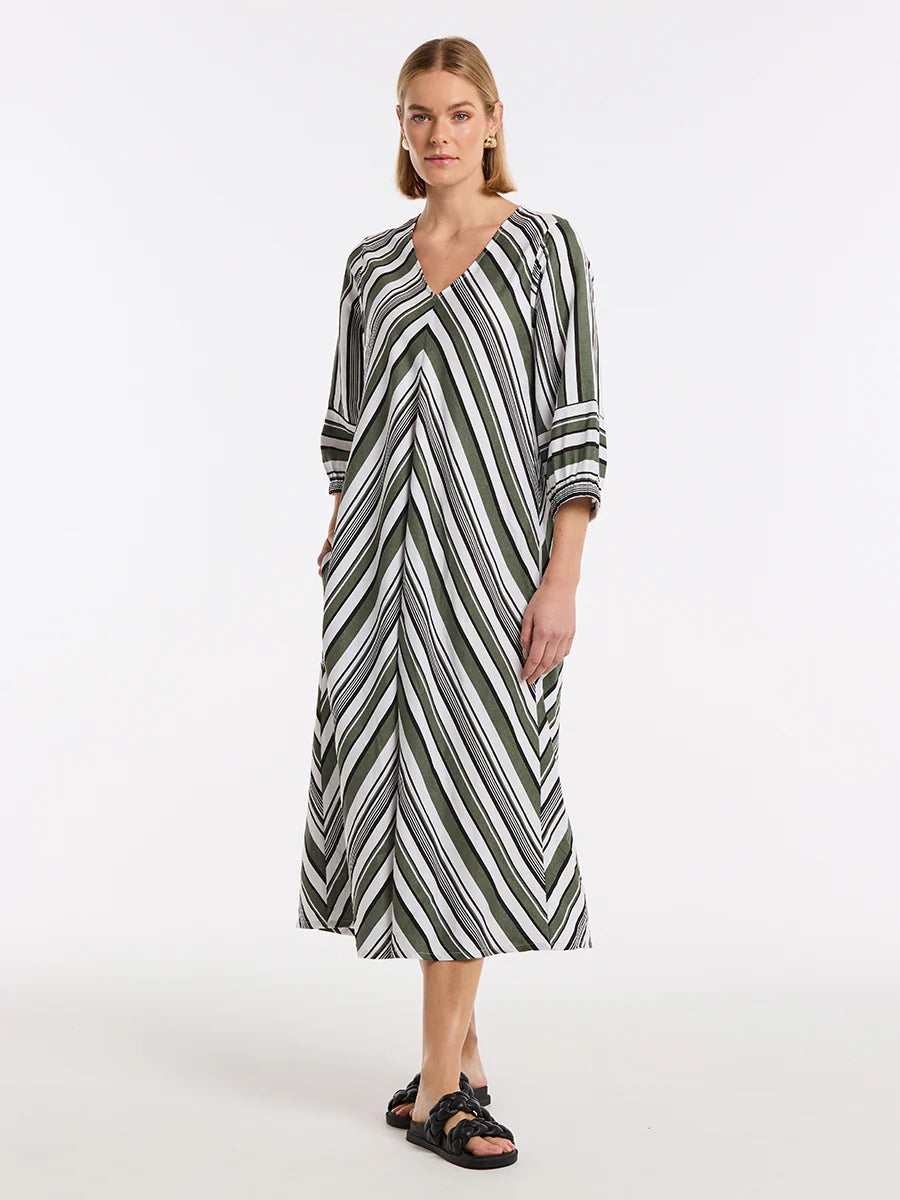 Spliced Stripe Dress Shop Marco Polo Clothing for Women Beechworth Emporium