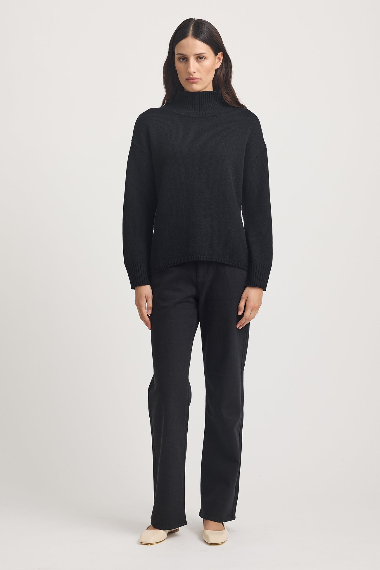 Funnel Neck Jumper | Black