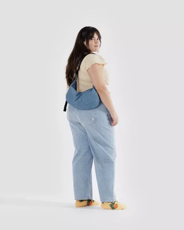 Medium Nylon Crescent Bag | Digital Denim