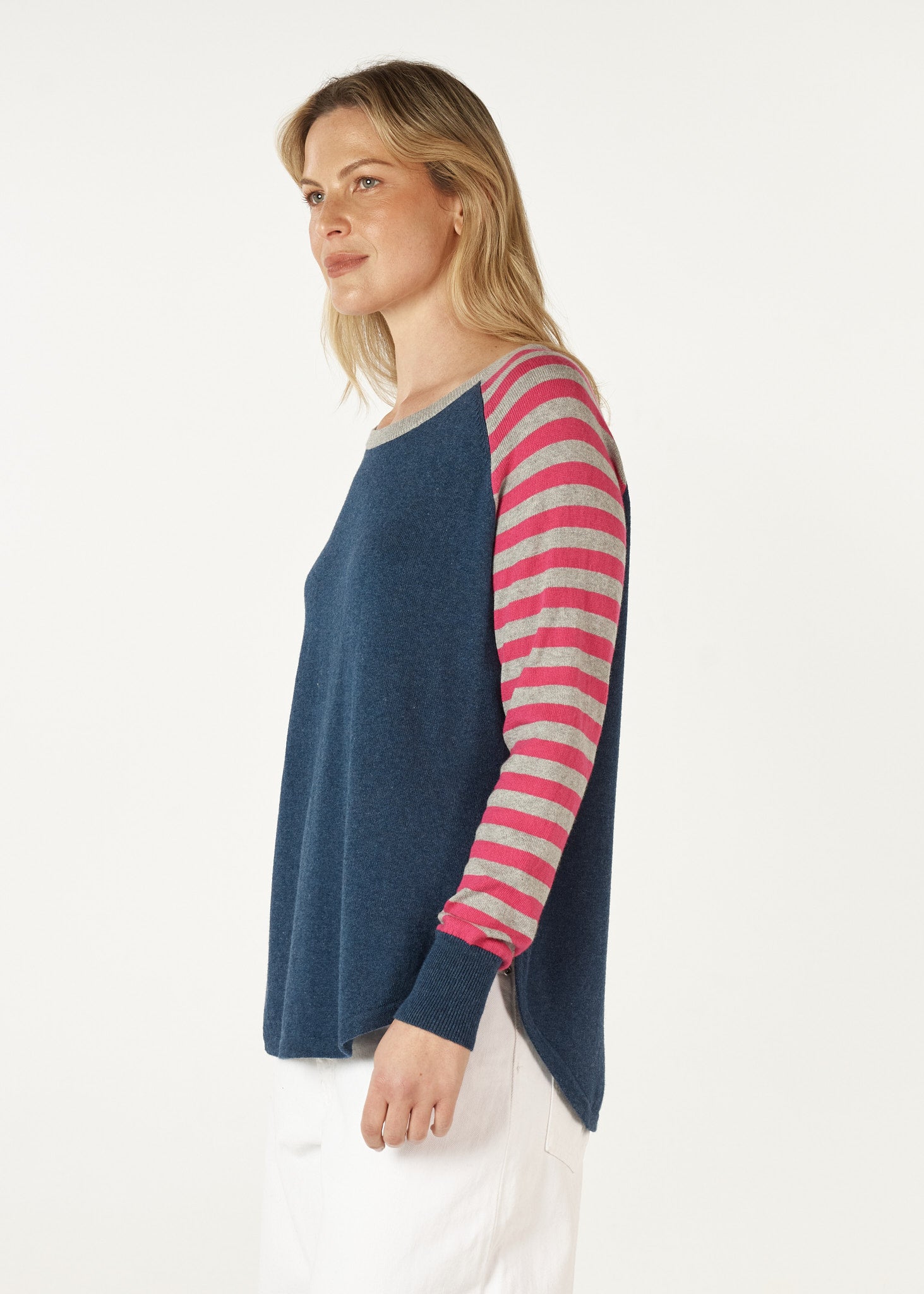 Spot + Stripe Crew | Denim